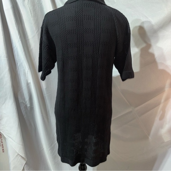 Crochet Dress Short Sleeve V Neck Button Up Casual Mini Shirt Dress S - Picture 9 of 13